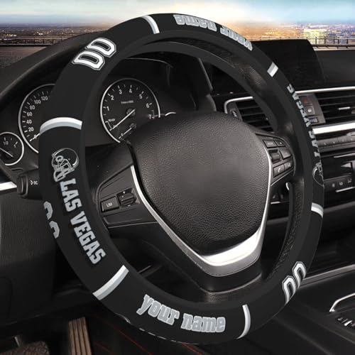 Las Vegas Car Steering Wheel Covers,Custom Elastic Steering Wheel Protector with Name and Number,Personalized Universal Anti Slip Neoprene Car Accessories Suit for Most Vehicle Truck SUV Trailer