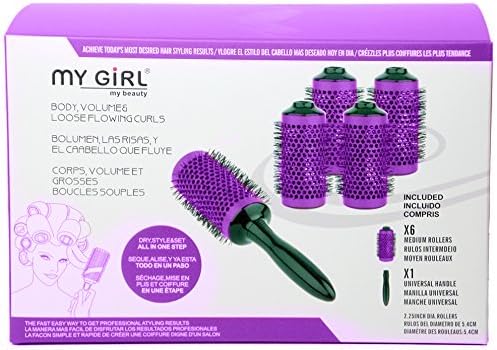 Essex Girl Beauty New Purple Roll and Click Hair Rollers Curl Brush Essex Blow Dry In A Box, Large