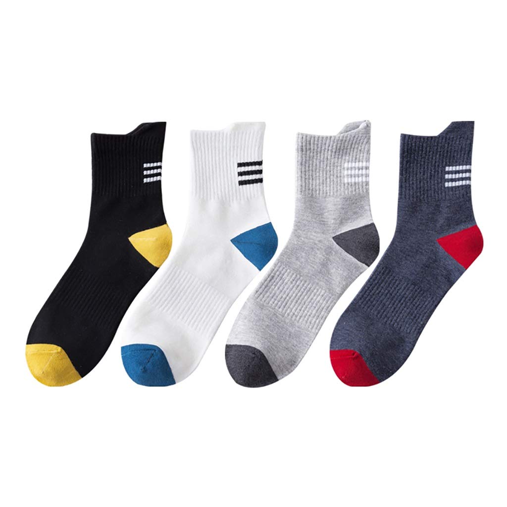 Crew Socks 4 Pairs Cotton Print Crew Socks Cushion Running Socks For Men And Women Socks Pack (Color : 3)