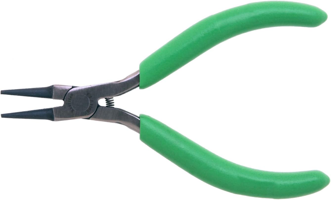 Xcelite RN54 Round Nose Pliers with Green Cushion Grip, Smooth Jaw, 4-1/2" Length