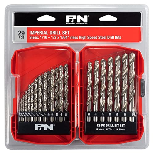 P&N HSS Bright Jobber Imperial Drill Bit 29 Piece Set