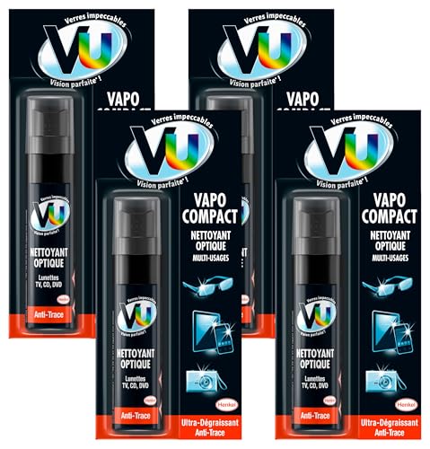 VU Classique – Vaporisateur (20mL) – Nettoyant Optique spray vapo Compact – Nettoyant Multi usages lunettes écrans (Lot de 4)