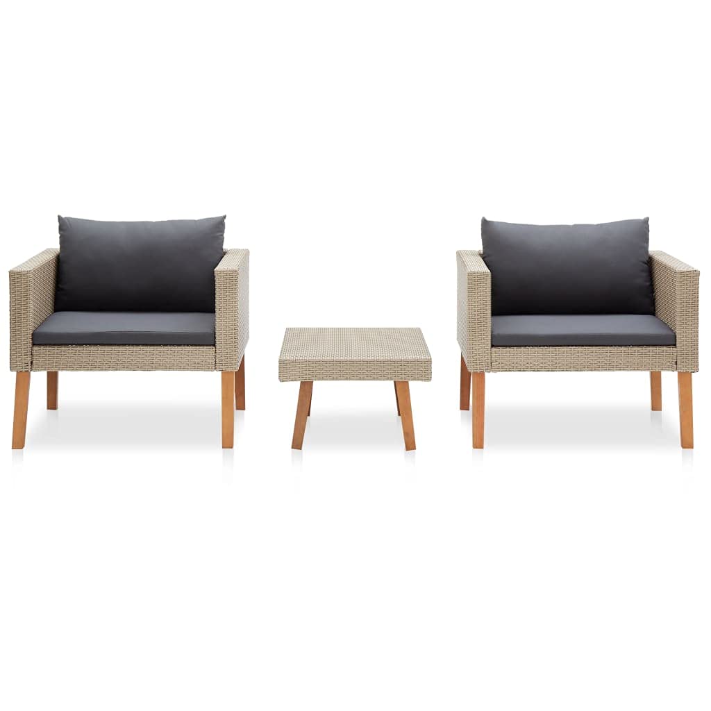Juego de muebles de jardín de 3 piezas de ratán para exteriores, mesa de jardín, grupo de asientos para balcón interior y exterior, terraza, jardín, balcón, piscina