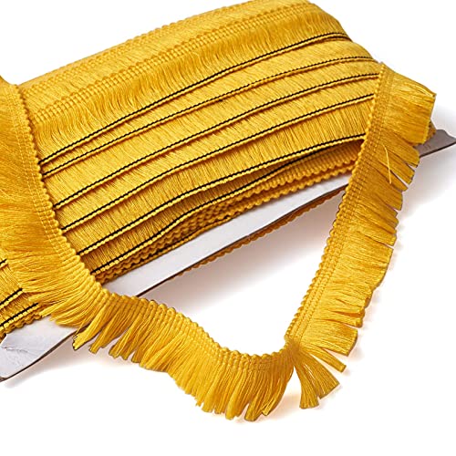 Megapet Yellow Polyester Fringe Tassel Lace Trim 1 Inch X 82 Feet Chainette Fringe Fibre Trim For Sewing Quilting Clothes Accessories Lampshade Curtain Home Decoration #TOP2