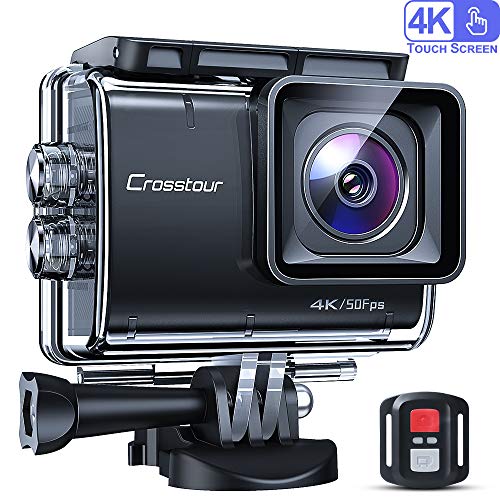 Crosstour Caméra Sport Native 4K 50fps Écran Tactile EIS Caméra Étanche avec Télécommande WiFi Et Kit D'accessoires Complet