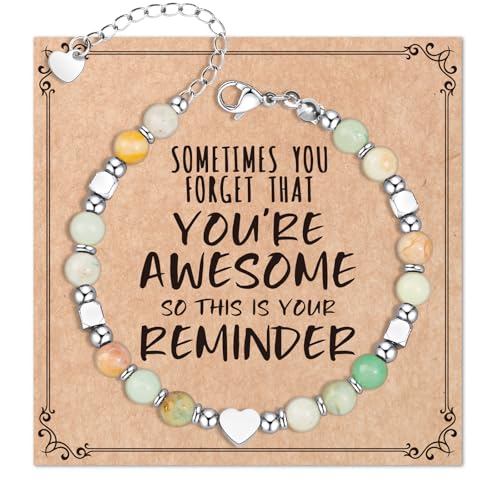 Image of Desimtion Healing Natural Stone Bracelets for Women Girls, Sometimes You Forget You're Awesome -Christmas Gifts for Women Teen Girls, Best Friend Birthday Gifts for Women Friendship Bracelets