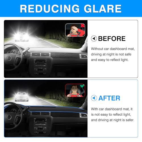 Image of Autorder Gray Dashboard Cover Mat for 2007-2013 Chevy Chevrolet Silverado Sierra, 2007-2014 Chevy Tahoe Suburban Denali Avalanche & GMC Yukon /XL & Only One Glove Box Accessories Polyester Dash Cover