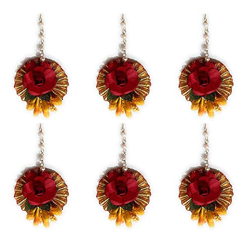 Laxmi Enterprises Flower Maang Tikka for Wedding | Baby Shower | Haldi | Mehandi | Party in Yellow-red Colour for Girls and Women (Pack of 6) (B0928BW52Z) Amazon Price History, Amazon Price Tracker