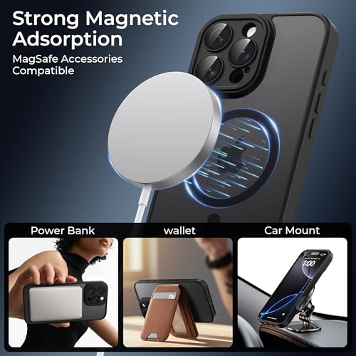 Image of Tobfit Magnetic Case for iPhone 16 Pro Compatible with Mag Safe, Translucent Matte Back Slim Shockproof Phone Cover for iPhone 16 Pro
