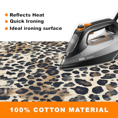 Image of Ironing Board Cover 15x54 Inch- Standard Cotton Cover with Strong Elastic Edge & Stain Resistant Surface (Leopard-Print, 15 inch x 54 inch)