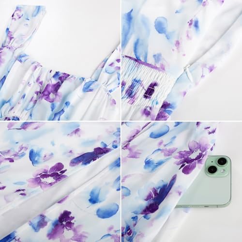 Image of GRACE KARIN 2026 Women's Summer Floral Wedding Guest Dress,Beach Flowy A Line Maxi Off Shoulder Bridesmaid Dresses