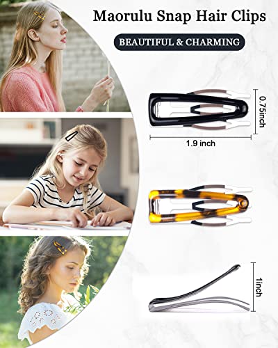 12 Pcs Double Grip Hair Clips Metal Snap Hair Clips For Women And Girls, Non-Slip Cute Snap Hair Barrettes For Hair Making Styling Hair Accessories(Black, Tortoise) #TOP4