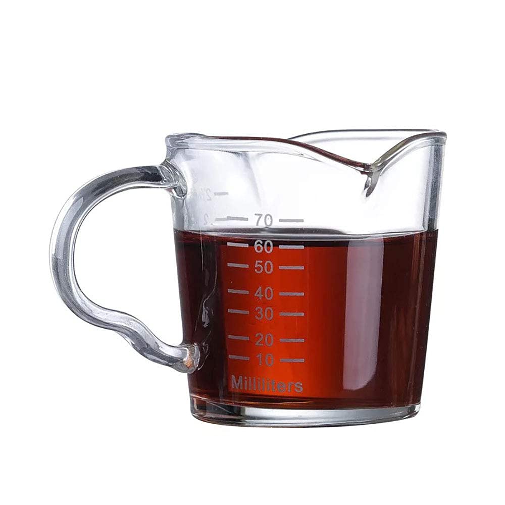 Zubebe 2 Pack 150ml Espresso Shot Glasses With Wood Handle - Double Spout Measuring Cup For Barista, Coffee & Milk - View #7