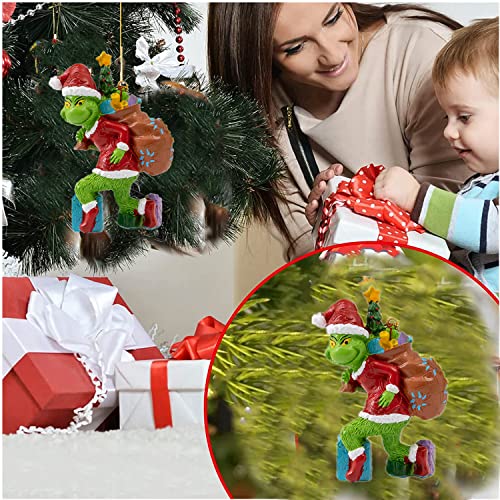 Grinch Christmas Decorations, Grinch Hanging Ornament Christmas Tree Decorations Pendants, Funny Resin Green Grinch Xmas Decor For Home Holiday Party (Grinch With Burden) #TOP6