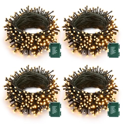 Joomer Lichterkette Außen Batterie, 5.2M 50 LED Lichterkette Weihnachtsbaum, 8 Modi Weihnachtsbeleuchtung Außen Wasserdichte Timer Weihnachtsdeko Aussen für Balkon Hochzeit Festival(4 Stück, Warmweiß) Joomer Lichterkette Außen Batterie, 5.2M 50 LED Lichterkette Weihnachtsbaum, 8 Modi Weihnachtsbeleuchtung Außen Wasserdichte Timer Weihnachtsdeko Aussen für Balkon Hochzeit Festival(4 Stück, Warmweiß)