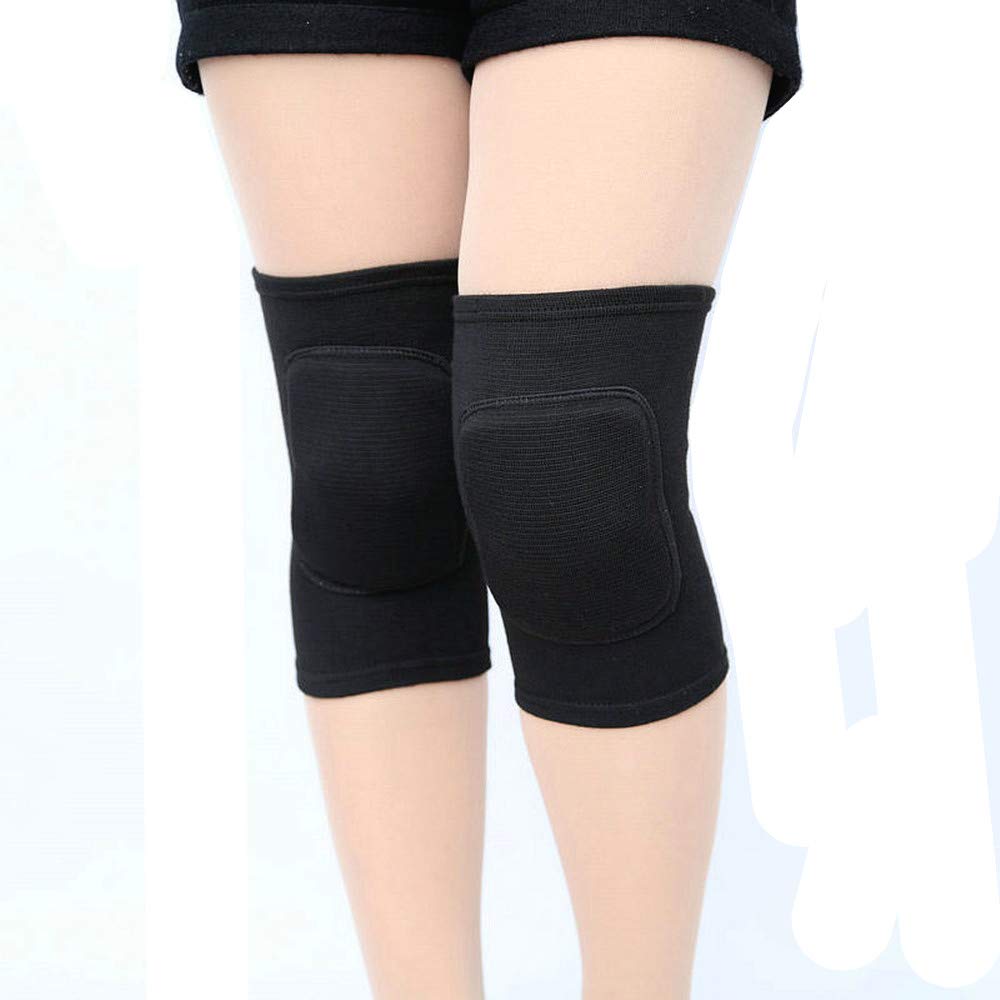 Kids Volleyball Kneepad Soft with Sponge 1 Pair, Knee Sleeve for Adult Youth Pole Dance Cycling Soccer Roller Skating-Elbow Support Work Gym Yoga Golf Leg Protector Auto Mechanic-Black(Black, S)