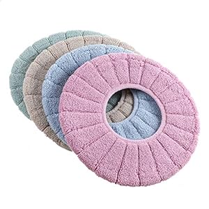 Fine jade2 Toilettensitzbezug Pads Wärmer WC Sitzbezüge Das Weiche Toilettenkissen Waschbar Toiletten Sitzbezug,für Die Meisten Toiletten der Familie Geeignet Sind 4 Stück(Braun + Grün + Blau + Pink)