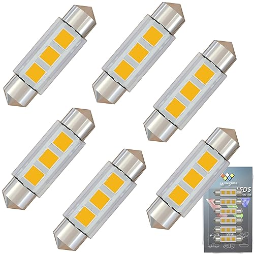 Festoon 6418 6411 LED Bulb 38mm 4.5Watt C5W LED Bombillas Blanco Cálido 3000k Pack 6 miniatura 1