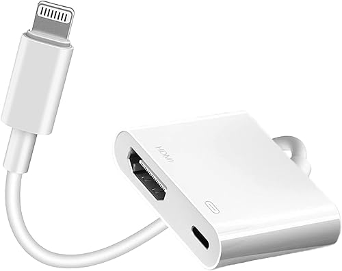 Adaptador AV digital Lightning a HDMI con certificación MFi de Apple, 1080P, video HD, HDMI, sincronización de pantalla, cable con puerto de carga