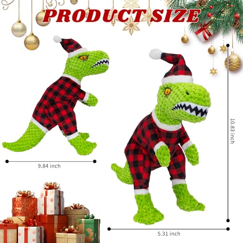 Juguete de peluche de dinosaurio para perros Navidad miniatura 4