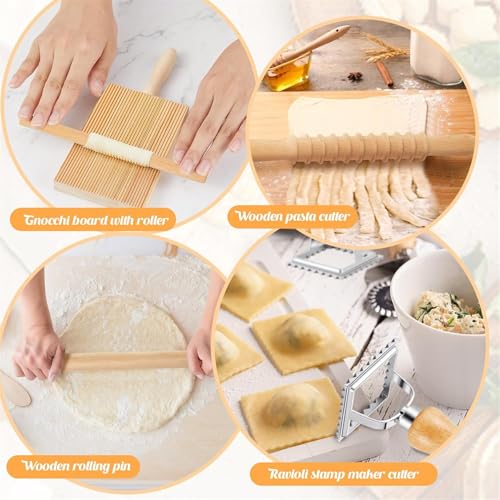 SHOOYIO Gnocchi And Ravioli Tool Set Handmade Pastas Set Baking Accessories Pastas Making Tool For Kitchen And Baking Wood Rolling Pin - Image 8