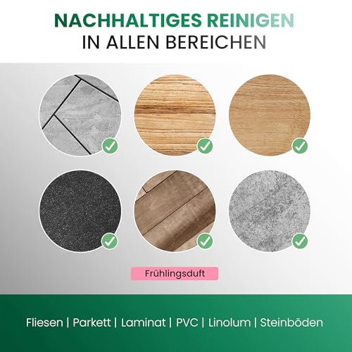 BiOHY Reinigungsmittel für Saugwischer mit Frühlingsduft (1l Flasche) | 1:200 Konzentrat für alle Nass-Trockensauger & Waschsauger | Für Fliesen, PVC, Parkett, Laminat & Teppich | Schaumarm 3