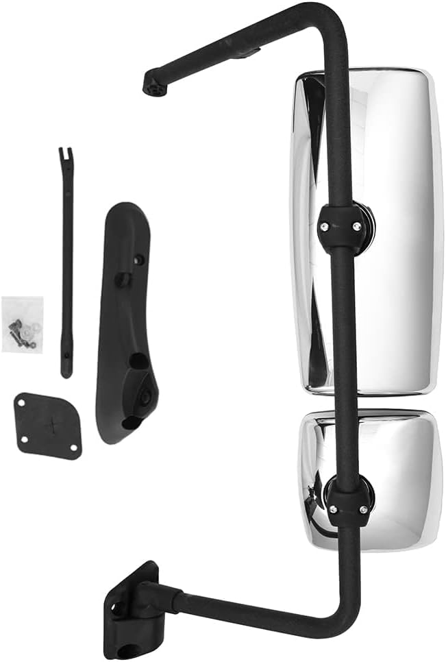 Chrome Door Mirror Assembly for International Truck 4300 4400 7400 7600 8500 8600, Driver Left Side, Heated