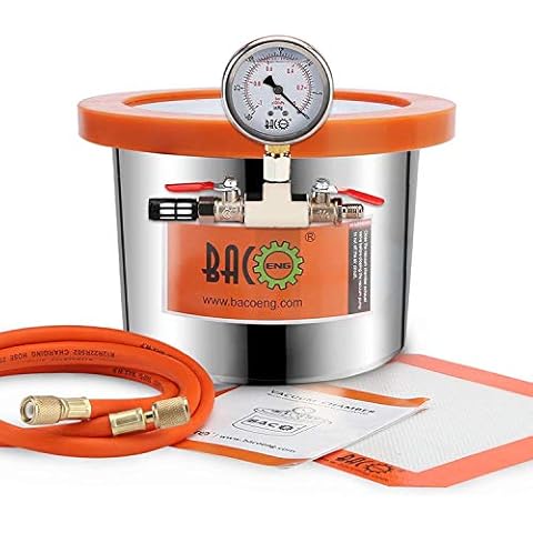 BACOENG 6.8 Liter Edelstahl Vakuumkammer mit Deckel aus gehärtetem Glas Cover