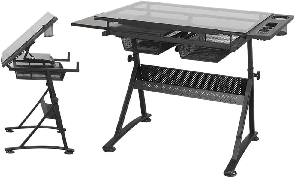 Height Adjustable Tilt Craft Table with Storage Large Art Table for Home Office Drawing Table Drafting Table