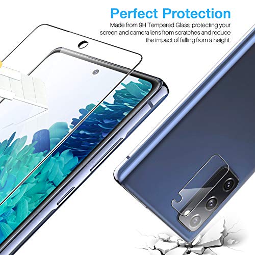 Image of LK 3 Pack Screen Protector & 3 Pack Camera Lens Protector for Samsung Galaxy S20 FE 5G 6.5-inch, Tempered Glass, Easy Frame Installation, Support Fingerprint Reader, Case Friendly