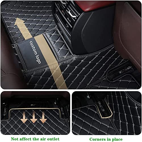 Custom All-Weather Protection Leather Luxury Car Floor Mats For Cars Sedan Suv Sports Car Waterproof Floor Mat (Diamond,Blue Mat Beige Line) #TOP3