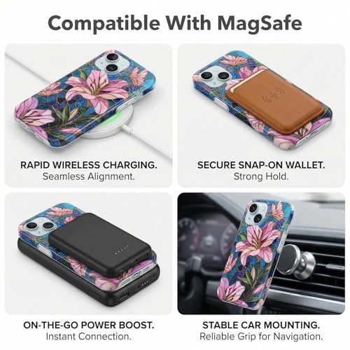 L-FADNUT for iPhone 15 Pro Case Flower [Compatible with MagSafe],Purple by L-FADNUT - Used condition - Image 8