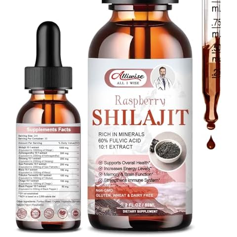 Alliwise Pure Himalayan Shilajit Resin Liquid Drops for Energy & Immune Support-Golden Shilajit Supplement with Fulvic Acid & 85+ Trace Minerals Complex for Men & Women Cover