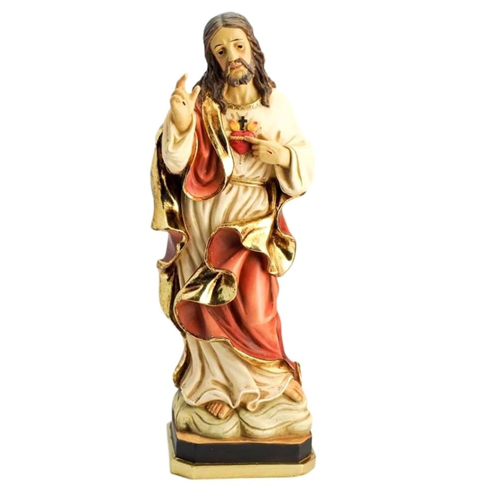 Sagrado Corazón de Jesús figura 31 cm. imagen resina detalle peana