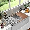 33" Stainless Steel Farmhouse Sink-Brzkyr 33"x22" Kitchen Apron Front Workstation Ledge Sink, 16 Gauge Handmade Luxury Single Bowl Farm Sink Rust Resistant