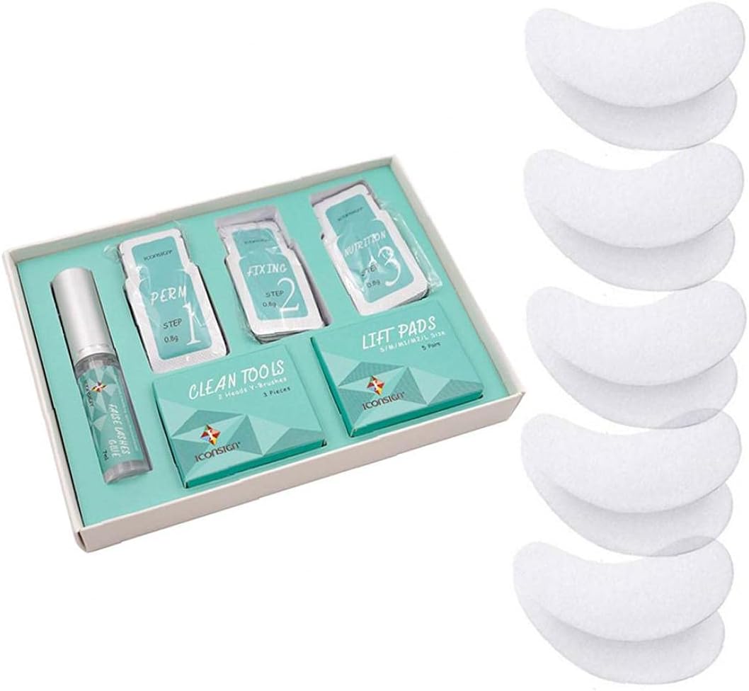 Lash Lift Kit Eyelash Curling Eye Pads Set Lash Eyebrow Lamination Kit with Under Eye Patch for Home Salon: Kitchen & Dining
