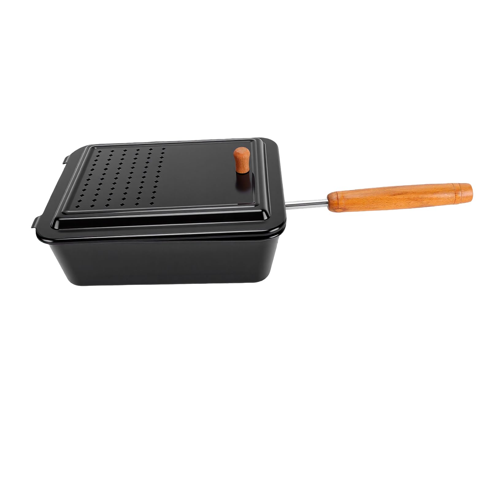 CHICIRIS Bandeja para Parrilla de Palomitas de Maíz, Máquina para Hacer Palomitas de Maíz con Estufa de Hierro de Primera Calidad con Revestimiento Antiadherente y de Madera de 42 Cm,