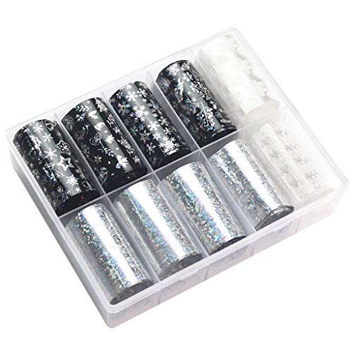 Preisvergleich Produktbild 10 stück Weihnachten Maniküre Aufkleber Set Schneeflocke Laser Transfer Papier Wassertransfer DIY Maniküre Dekoration Weihnachten 4 * 100 cm (B)