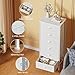 Furnulem White Tall Dresser for Bedroom,Vertical Storage Tower Unit and End Table with 6 Fabric Drawers, Nightstand Furniture with Drawer Organizer in Living Room,Closet,Entryway,Hallyway