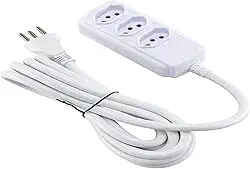 Extensao 3Mtrs Bivolt 20A Branca 3 Tomadas