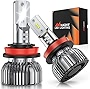 Nilight H11 LED Headlight Bulbs, 350% Brighter, 50W 10000lm Headlamp Bulbs, Mini Size, H9 High Beam, H11 Low Beam, H11/H9/H8/H16 Fog Light, 6000K Cool White, Pack of 2