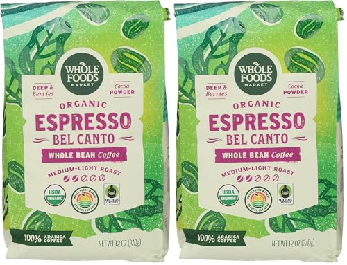 WHOLE FOODS MARKET Organic Whole Bean Bel Canto Coffee, 12 OZ (Pack of 2) image 3
