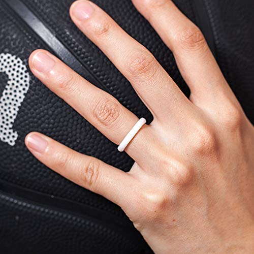 Thunderfit Women's Thin And Stackable 4 Pack Silicone Rings Wedding Bands 2.5Mm Width - 2Mm Thick (Rose Gold, Silver, White, Women Bronze, 5.5-6 (16.5Mm)) #TOP4