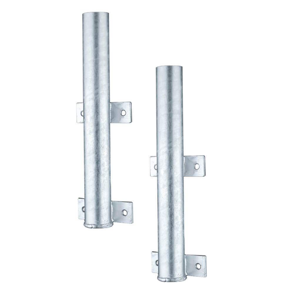 ROBUSTO Schutzpfosten-Set ECO, g/s, Ø 4,2 cm, 140 cm, mit Haken und Doppelkette, Art.-Nr. 608092 | Absperrpfosten | Absperrpoller | Stahlrohrpoller