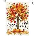 AVOIN colorlife Fall Garden Flag 12x18 Inch Double Sided Outside, Autumn Tree Maple Leaves Seasonal Yard Outdoor Flag