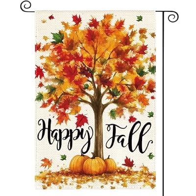 AVOIN colorlife Fall Garden Flag 12x18 Inch Double Sided Outside, Autumn Tree Maple Leaves Seasonal Yard Outdoor Flag
