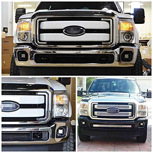 Ijdmtoy Projector Led Fog/Driving Lamp Compatible With 1999-2016 Ford F250 F350 F450 Super Duty, Includes (2) 3-In 4D Optic Projector High Power Cree Led Pod Lights, Fog Lamp Location Mount Brackets #TOP5