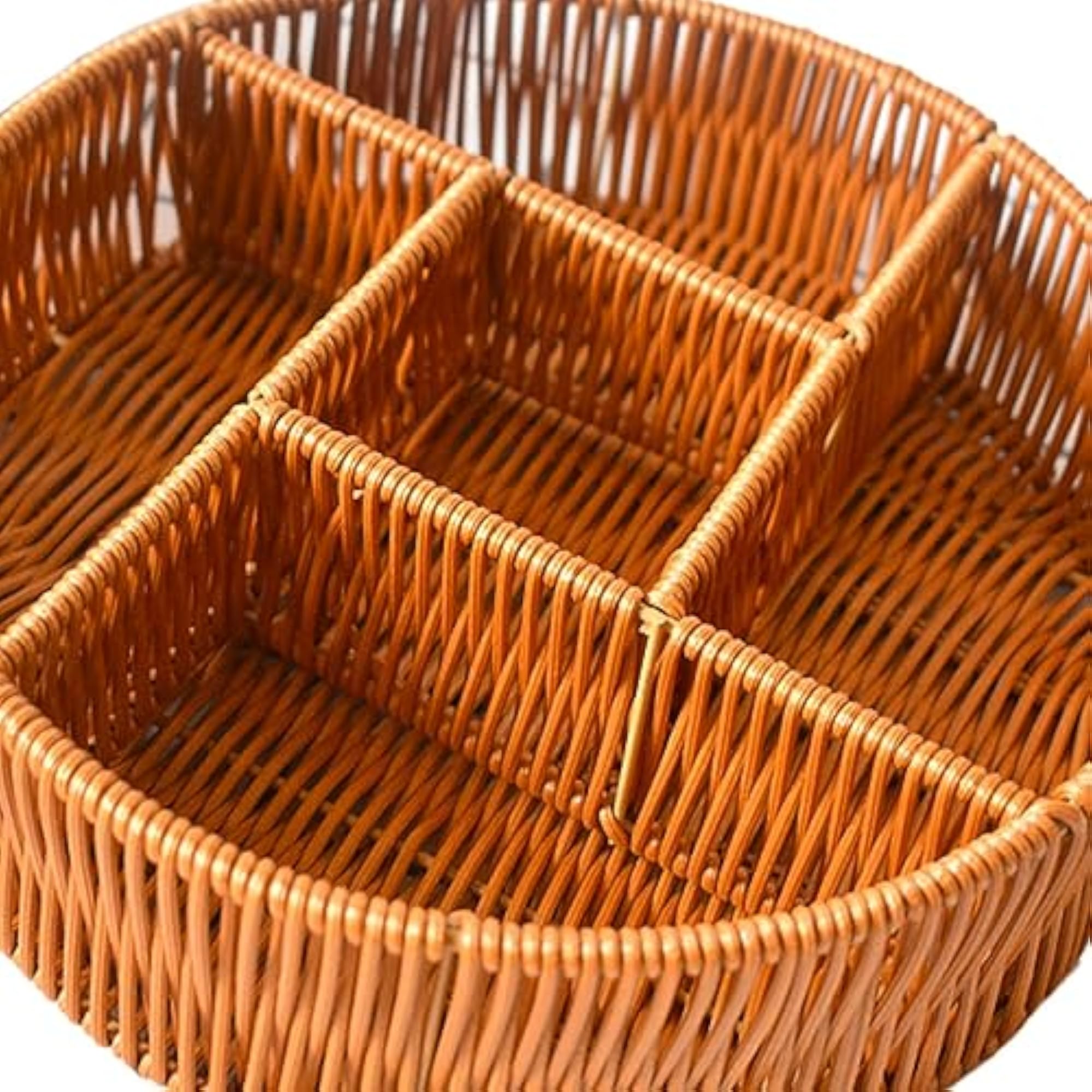 Imitation Rattan Bread Basket for Picnics & Dining, Round Shape