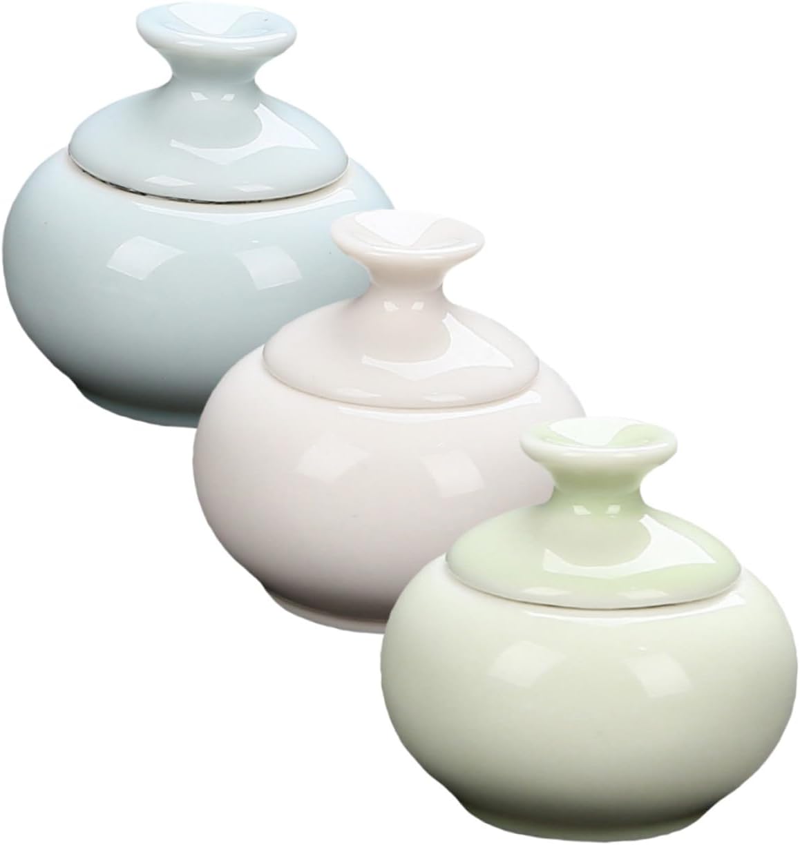 3Pcs Ceramic Tea Canisters Sealed Cosmetic Jars for Makeup and Travel for Sample Jars Containers