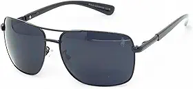 Óculos de Sol Aviador Unissex Polo London Club design Retangular com lentes em Policarbonato UV400 contém Case Couro ECO